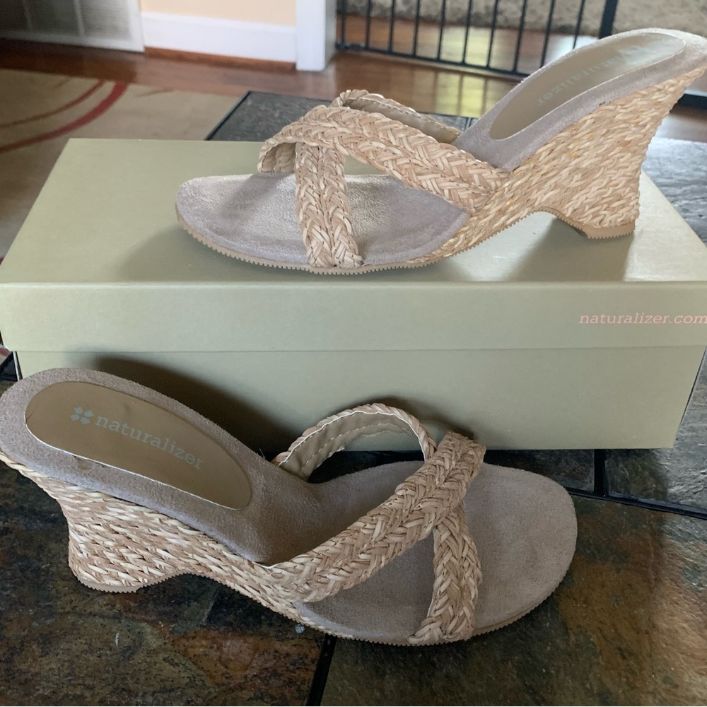 Brand new, Naturalizer size 6.5, natural wedge sandals.